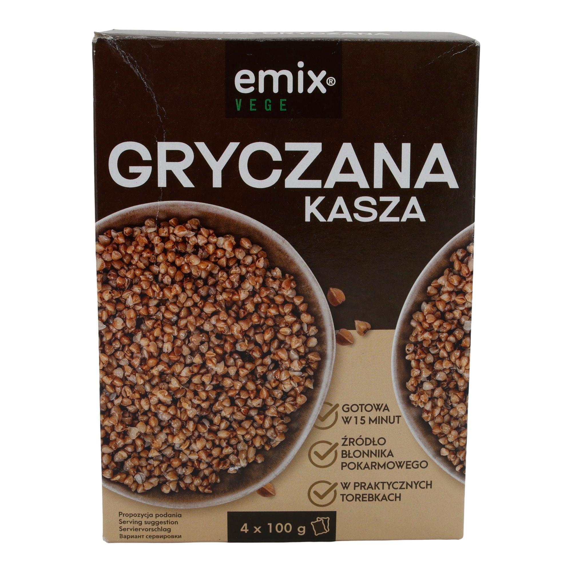 Buchweizen Emix | Gryczana Kasza | Geröstet, schnell zubereitet, Kochbeutel | 400 g EMIX